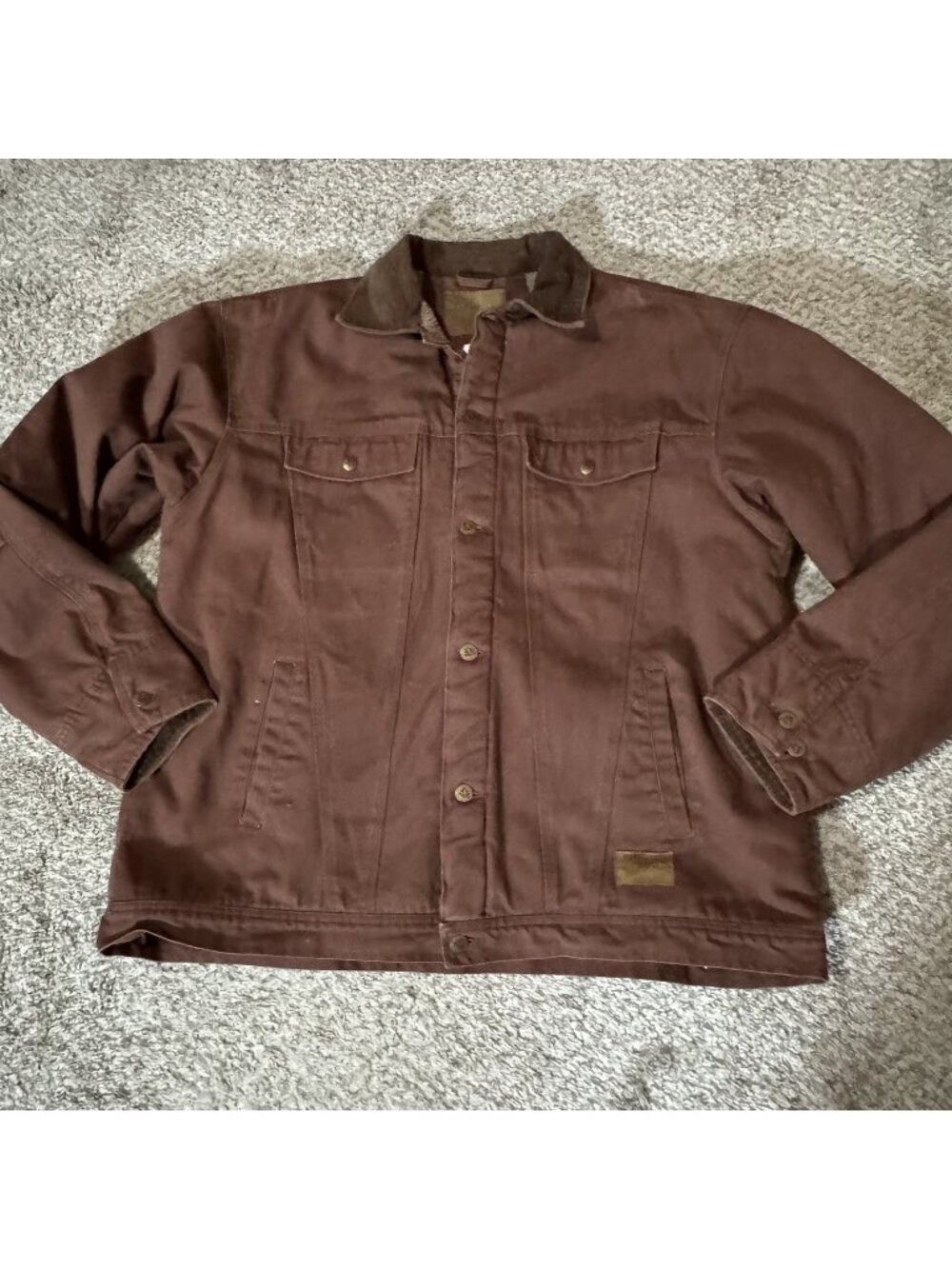 Field N Forest Work Jacket Men's XL X-Large Brown Canvas Sherpa Lined Corduroy